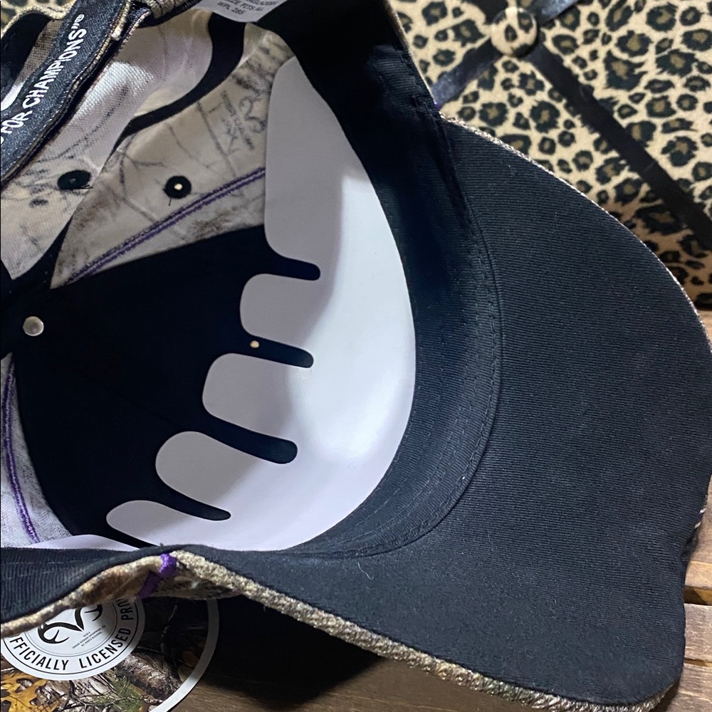 Realtree Xtra Hoosier Racing Tire Camouflage Hat with Black & Purple Details NWT - Picture 9 of 12